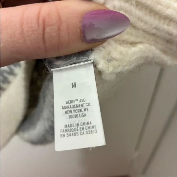 Aerie Fair Isle Oversized Chunky Knit Quarter Zip Sweater Size M - Picture 5 of 6